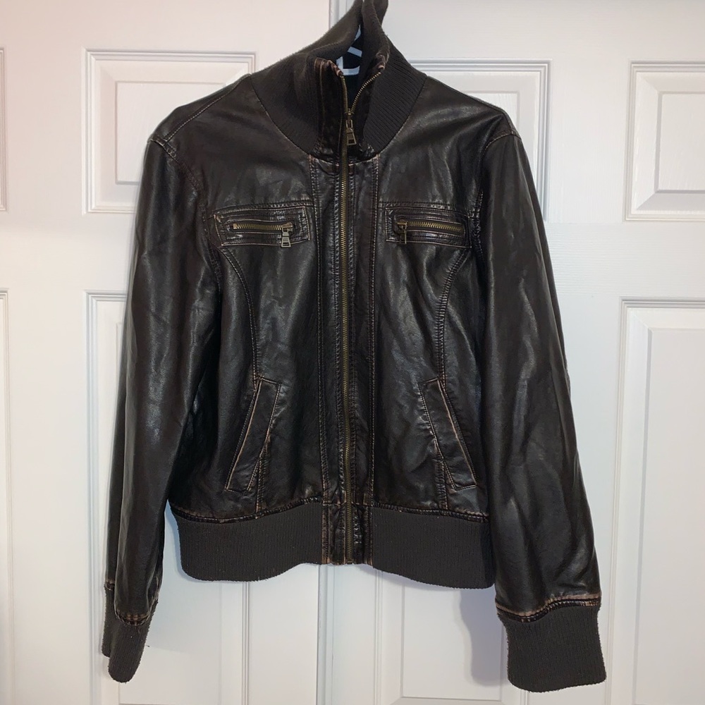 Faux leather zip up jacket